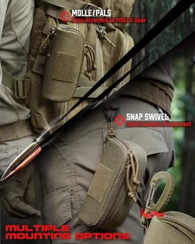 WYNEX Tactical Molle Glasses Pouch with Carabiner & Flag Patch, Shockproof Eyeglass Case for Sunglasses Goggles 16.5cm (6.5") thumbnail 7
