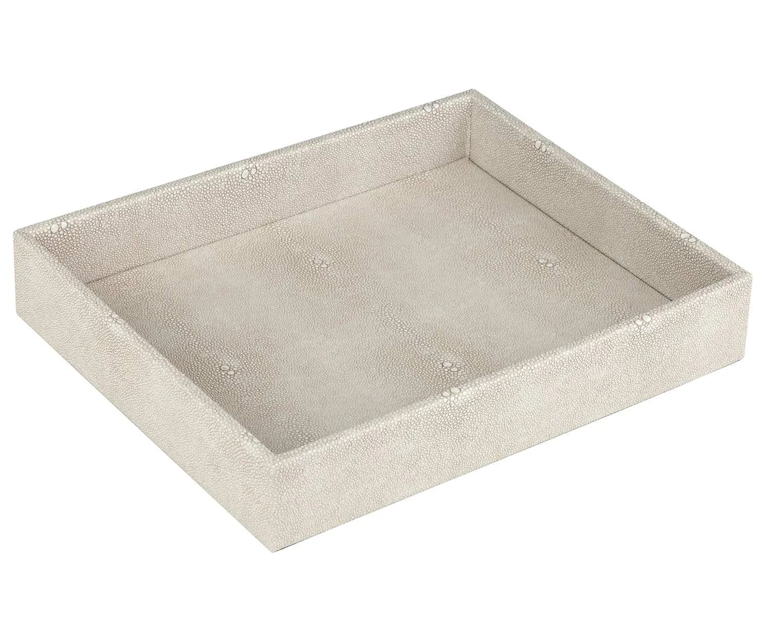 HofferRuffer Elegant Desktop Organizer Tray 25.9cm (10.2") | Faux Leather Shagreen Vanity Holder - view 6