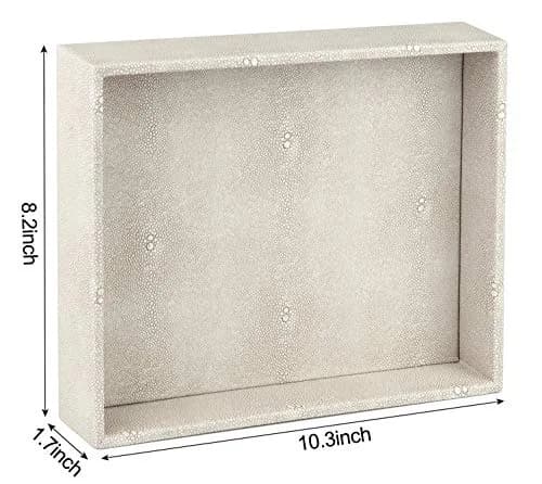 HofferRuffer Elegant Desktop Organizer Tray 25.9cm (10.2") | Faux Leather Shagreen Vanity Holder thumbnail 7
