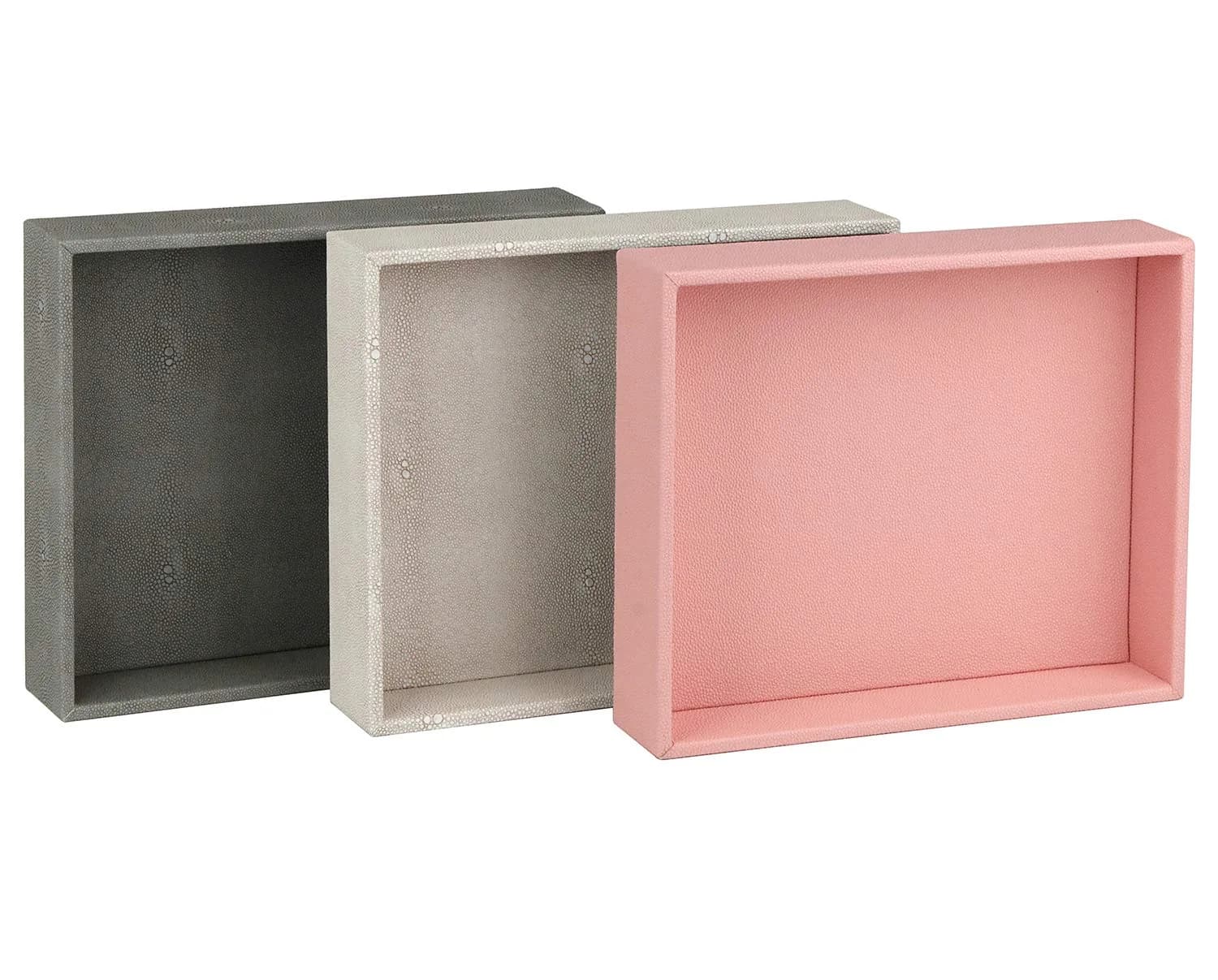 HofferRuffer Elegant Desktop Organizer Tray 25.9cm (10.2") | Faux Leather Shagreen Vanity Holder - view 9