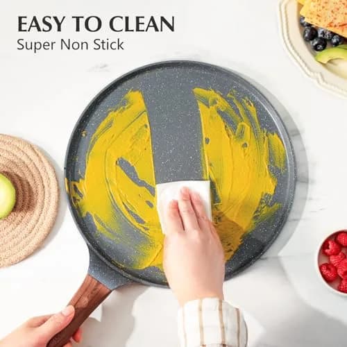 SENSARTE 25 cm (10 Inch) Nonstick Crepe Pan Granite Coating Pancake Pan Gray | Induction Compatible Flat Skillet thumbnail 5