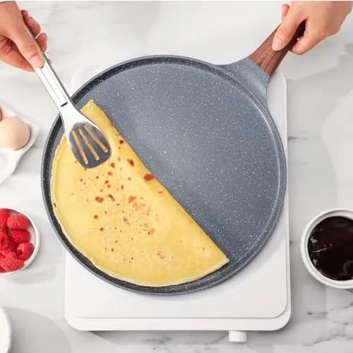 SENSARTE 25 cm (10 Inch) Nonstick Crepe Pan Granite Coating Pancake Pan Gray | Induction Compatible Flat Skillet thumbnail 7