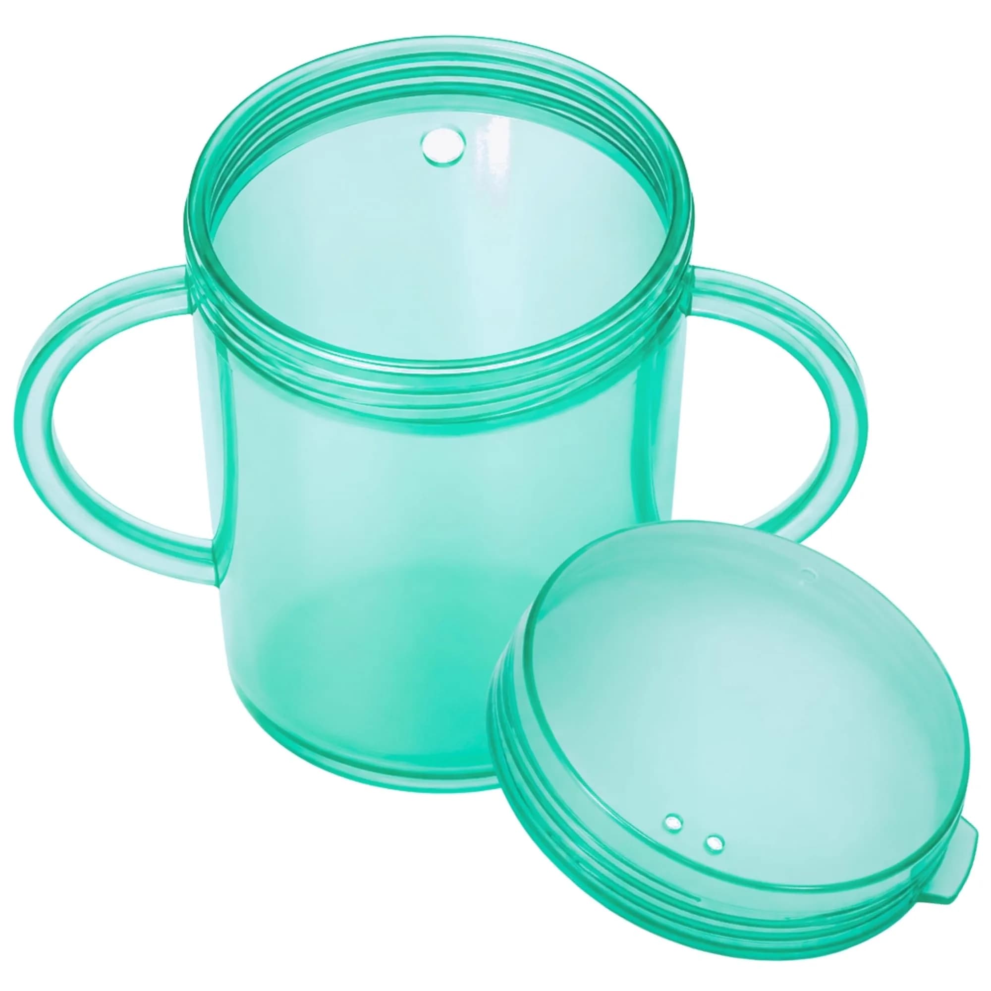 TalkTools Recessed Lid Cup with Handles Green 53ml (1.76 Fl Oz) | Promotes Oral Motor Skills & Lip Closure — Green