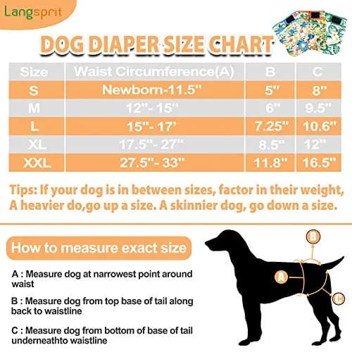 Langsprit Washable Female Dog Diapers (3 Pack) - No Leak Reusable Diapers for Doggy Female in Period - Highly Absorbent Dog Heat Panties with Adjustable Snaps (Floral, XX-Large) thumbnail 2