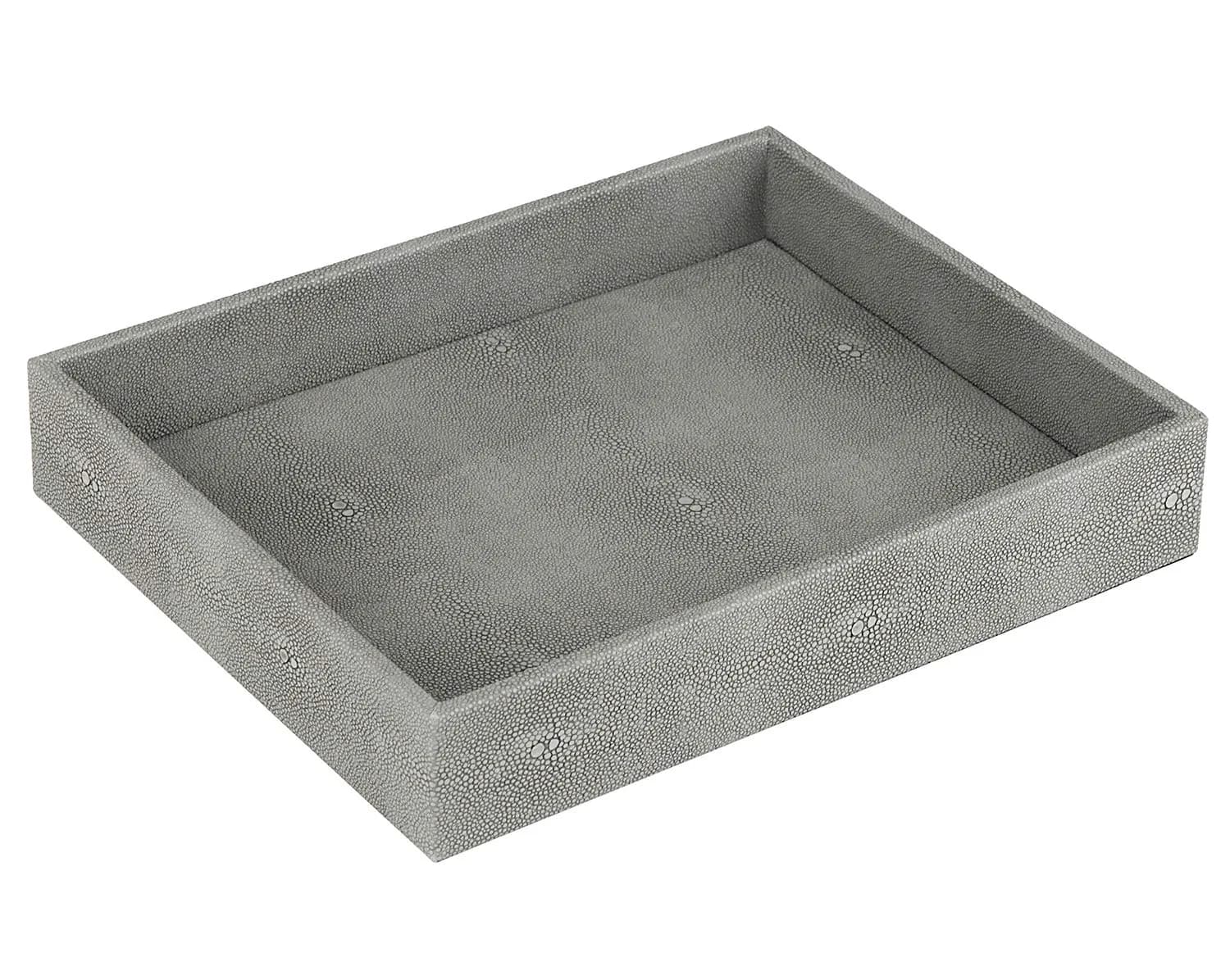 HofferRuffer Decorative Desktop Organizer Tray, Dark Grey Faux Leather Shagreen, 25.9cm x 21.3cm x 4.6cm (10.2" x 8.4" x 1.8") | Multipurpose Organizer for Home & Office - view 6