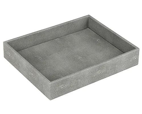 HofferRuffer Decorative Desktop Organizer Tray, Dark Grey Faux Leather Shagreen, 25.9cm x 21.3cm x 4.6cm (10.2" x 8.4" x 1.8") | Multipurpose Organizer for Home & Office thumbnail 6