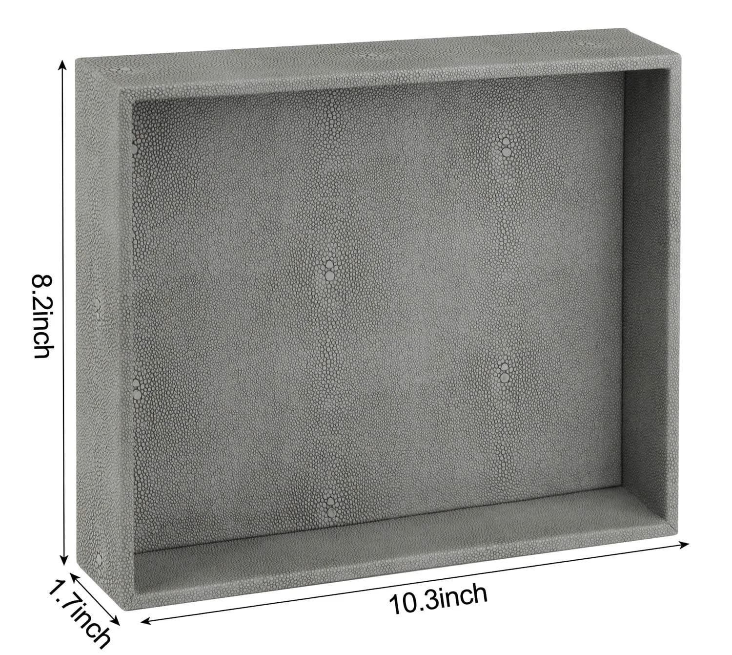 HofferRuffer Decorative Desktop Organizer Tray, Dark Grey Faux Leather Shagreen, 25.9cm x 21.3cm x 4.6cm (10.2" x 8.4" x 1.8") | Multipurpose Organizer for Home & Office - view 7