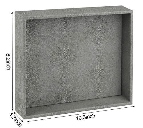HofferRuffer Decorative Desktop Organizer Tray, Dark Grey Faux Leather Shagreen, 25.9cm x 21.3cm x 4.6cm (10.2" x 8.4" x 1.8") | Multipurpose Organizer for Home & Office thumbnail 7
