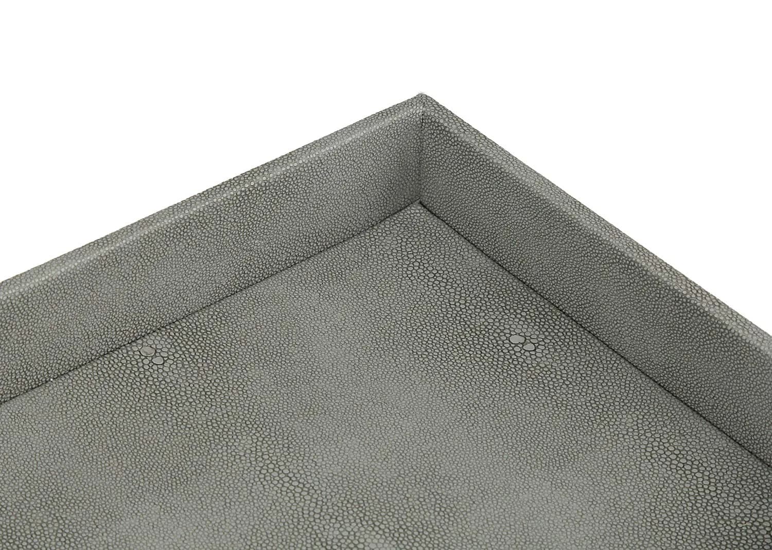 HofferRuffer Decorative Desktop Organizer Tray, Dark Grey Faux Leather Shagreen, 25.9cm x 21.3cm x 4.6cm (10.2" x 8.4" x 1.8") | Multipurpose Organizer for Home & Office - view 8