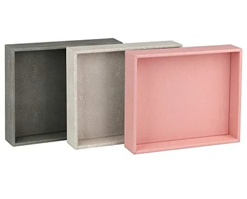 HofferRuffer Decorative Desktop Organizer Tray, Dark Grey Faux Leather Shagreen, 25.9cm x 21.3cm x 4.6cm (10.2" x 8.4" x 1.8") | Multipurpose Organizer for Home & Office thumbnail 9