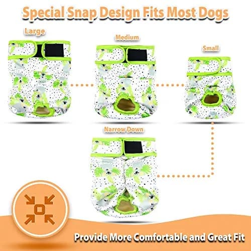 Langsprit Washable Female Dog Diapers (3 Pack) - No Leak Reusable Diapers for Doggy Female in Period - Highly Absorbent Dog Heat Panties with Adjustable Snaps (Koala, Medium) thumbnail 5