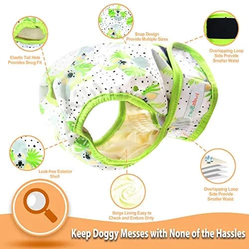 Langsprit Female Dog Diapers for Doggie Puppy Large | Leak-Free & Washable (70-120 chars) thumbnail 4