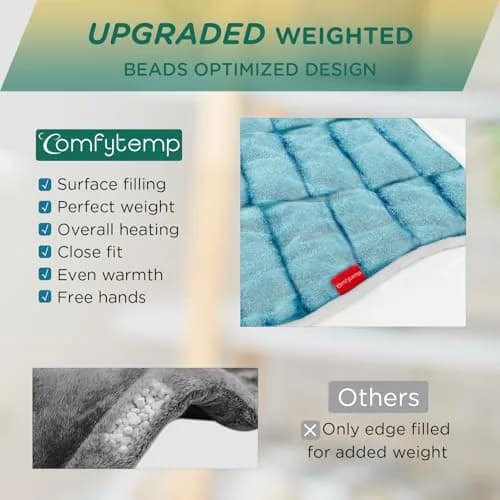 Comfytemp Weighted Heating Pad for Neck Shoulders Back 2.6lb 500g (19"x23") | Fast Heating with 9 Levels & 11 Timers thumbnail 3