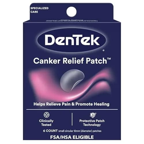 DenTek Canker Sore Relief Patches 6 Count | Clinically Tested Pain Relief for Mouth Sores thumbnail 1