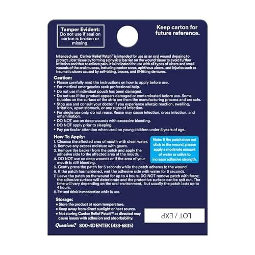 DenTek Canker Sore Relief Patches 6 Count | Clinically Tested Pain Relief for Mouth Sores thumbnail 6