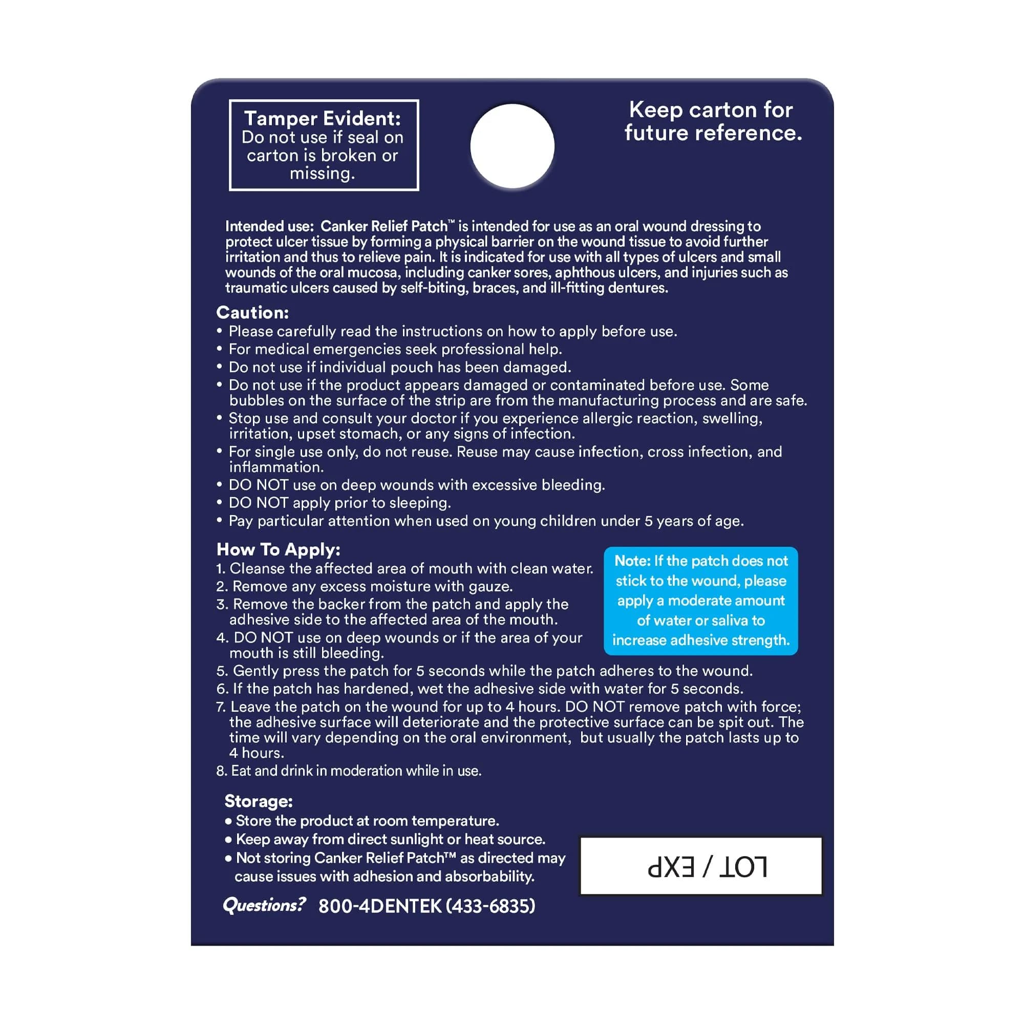 DenTek Canker Sore Relief Patches 6 Count | Clinically Tested Pain Relief for Mouth Sores - view 6