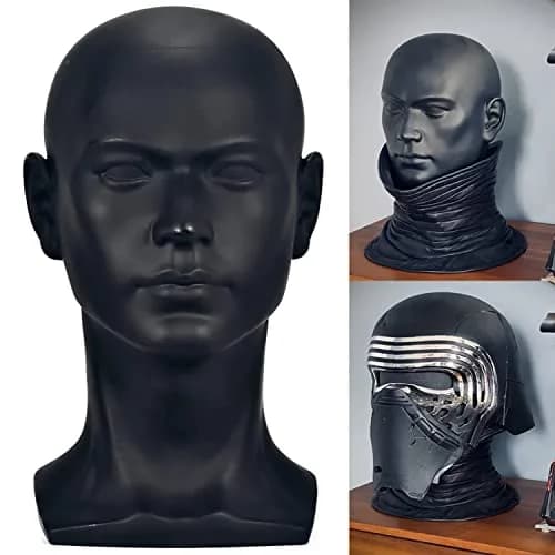 FanLin Male Mannequin Head for Display, 30cm Height, Matte-Black PVC, Professional Wig & Hat Stand thumbnail 1