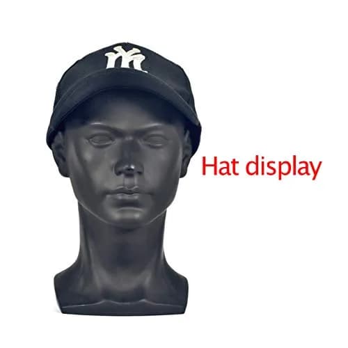 FanLin Male Mannequin Head for Display, 30cm Height, Matte-Black PVC, Professional Wig & Hat Stand thumbnail 5