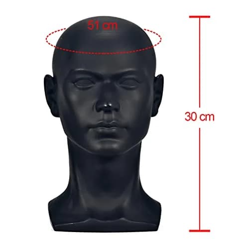 FanLin Male Mannequin Head for Display, 30cm Height, Matte-Black PVC, Professional Wig & Hat Stand thumbnail 6