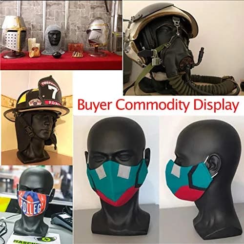 FanLin Male Mannequin Head for Display, 30cm Height, Matte-Black PVC, Professional Wig & Hat Stand thumbnail 3