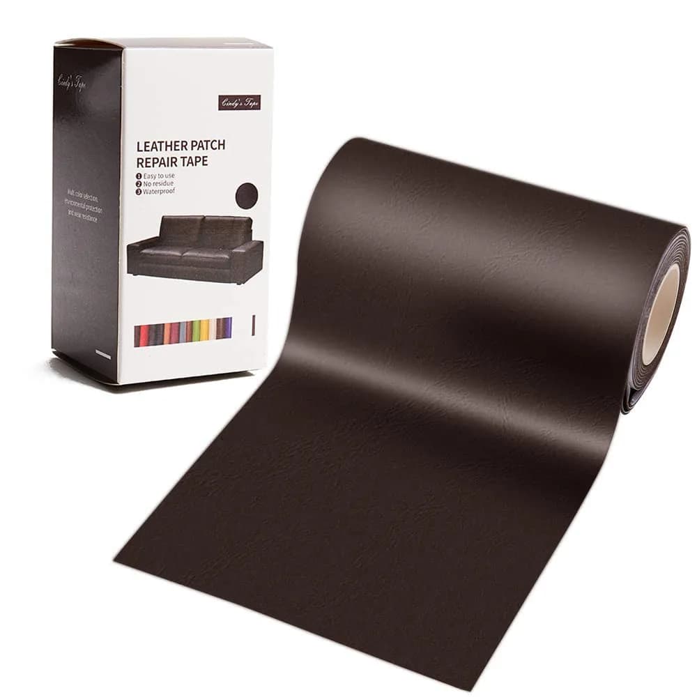 Cindy's Tape Leather Repair Patch Kit Light Grey 10cm x 152cm (4" x 60") | Self-Adhesive for Furniture & Car Seats — Dark Brown / 3*60 inch