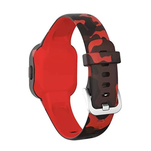 RuenTech Compatible with Garmin Vivofit jr 3 Bands, Replacement Silicone Wristband Camouflage Watch Straps for Vivofit jr. 3 Fitness Tracker (Camo-Red) | Durable, Soft & Adjustable thumbnail 2