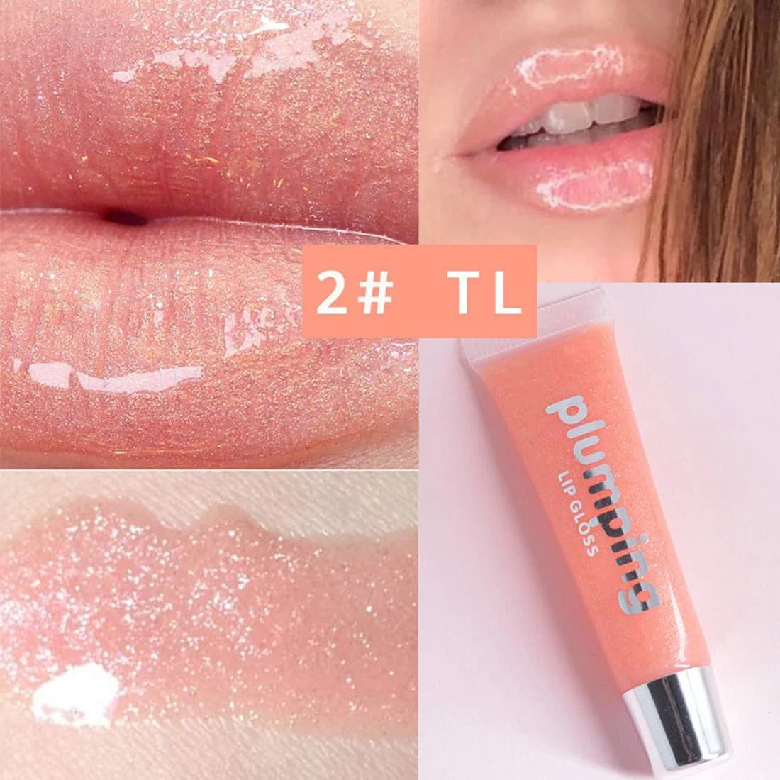 MAEPEOR Glitter Glossy Plumping Lipgloss 02#Peachy Pink 15ml (0.5 Fl Oz) | Natural Lip Color with High Shine - view 2