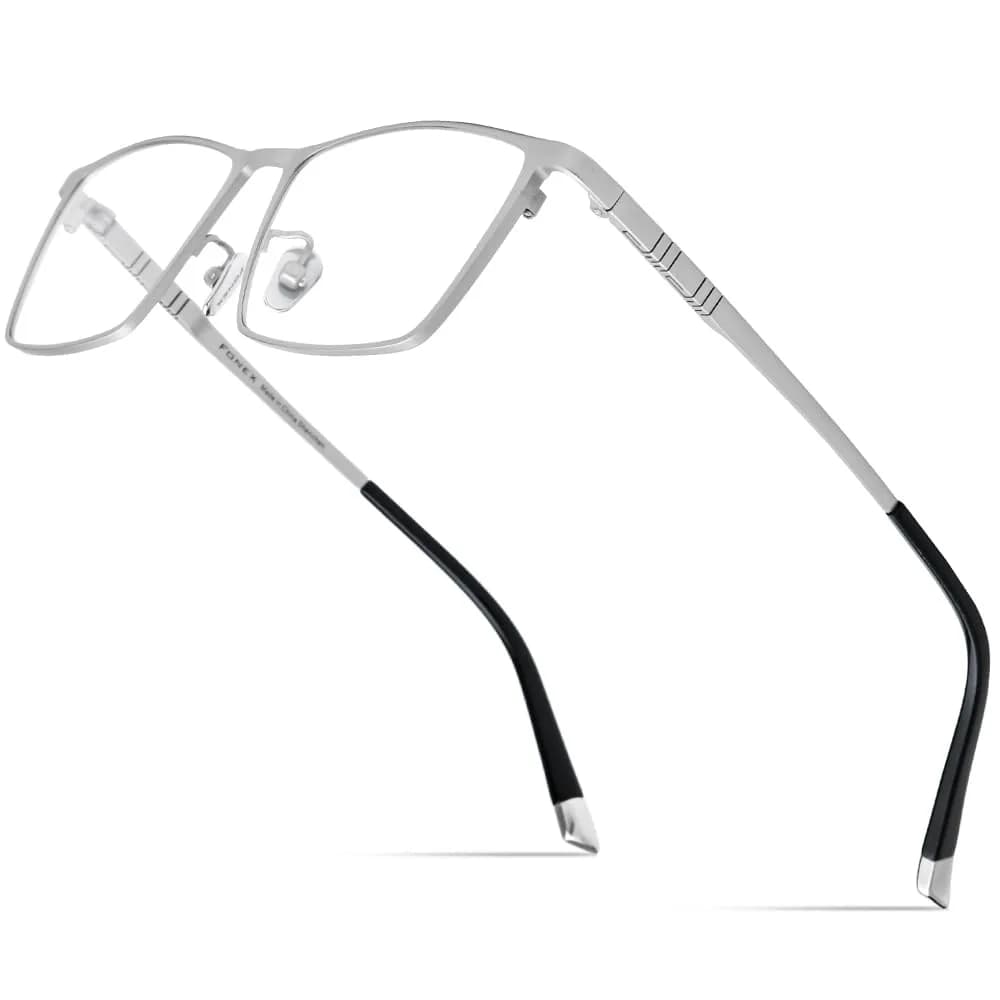 FONEX Titanium Square Eyeglass Frames for Men, 67mm Lens Width (F85641 Silver) — F85641 Silver