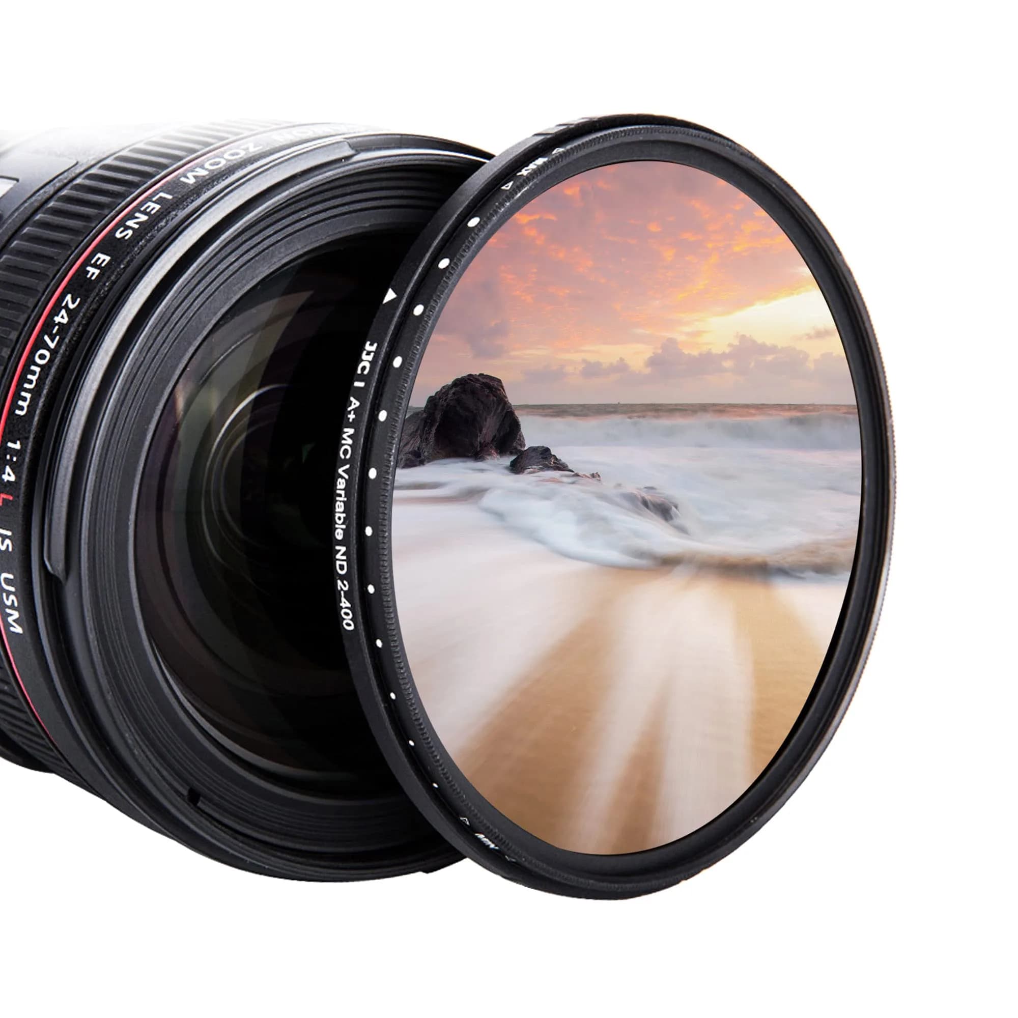JJC 58mm Variable Neutral Density Filter ND2 to ND400 | Slim Fader ND for Canon & More — ND2-ND400