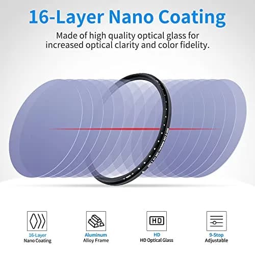 JJC 58mm Variable Neutral Density Filter ND2 to ND400 | Slim Fader ND for Canon & More thumbnail 4
