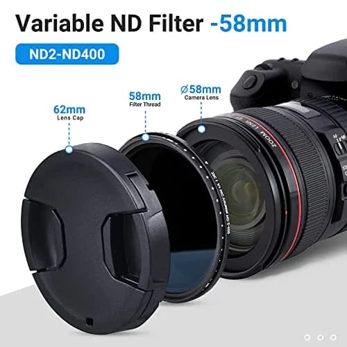 JJC 58mm Variable Neutral Density Filter ND2 to ND400 | Slim Fader ND for Canon & More thumbnail 7
