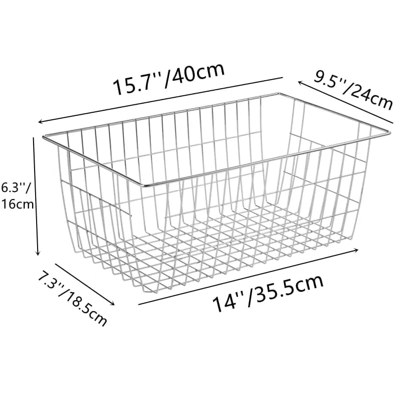 Slideep Farmhouse Wire Baskets 15.7"L x 9.5"W x 6.3"H | Rustic Kitchen & Pantry Organizer thumbnail 6