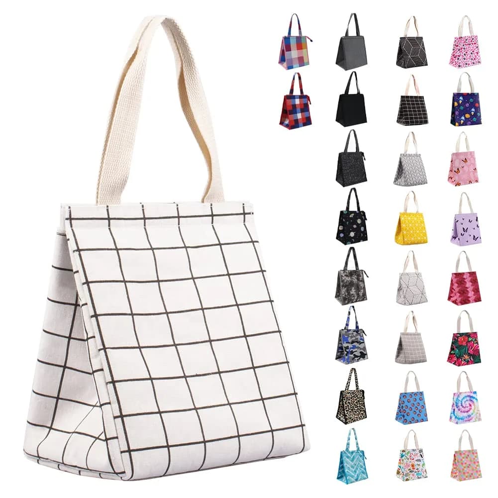iknoe 9L Insulated Lunch Bag for Men & Women | Leak-Resistant White Plaid, Durable Oxford, Lightweight, Foldable - main product image