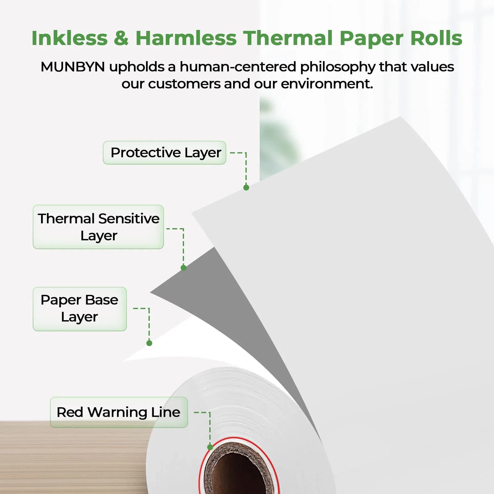 MUNBYN 50 Rolls Thermal Paper 56mm x 16m (2.2" x 50ft) | BPA Free Receipt Paper for POS Printers - view 5