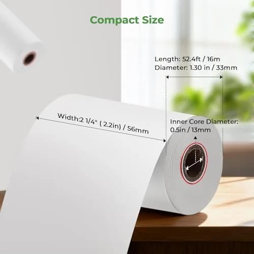 MUNBYN 50 Rolls Thermal Paper 56mm x 16m (2.2" x 50ft) | BPA Free Receipt Paper for POS Printers thumbnail 2