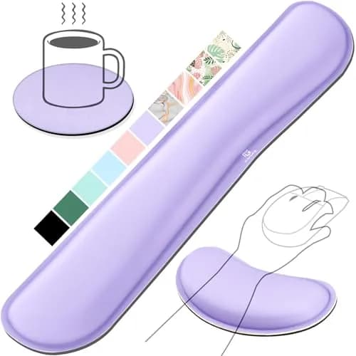 Gimars Upgrade Enlarge Gel Memory Foam Keyboard Wrist Rest Pad & Mouse Wrist Cushion Support Set, Purple | Ergonomic Pain Relief thumbnail 1