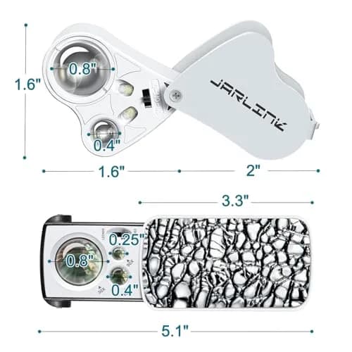 JARLINK 2 Pack Illuminated Jewelers Loupe Set | 30X 60X 90X Magnifications with LED & UV Light thumbnail 7