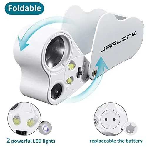 JARLINK 2 Pack Illuminated Jewelers Loupe Set | 30X 60X 90X Magnifications with LED & UV Light thumbnail 2