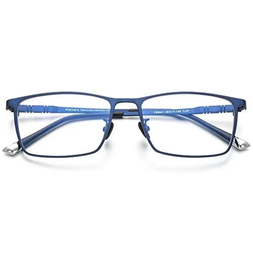 FONEX Titanium Glasses Frame for Men, Square Eyewear, Full Optical, F85641 (F85641 Blue) | Ultralight Titanium thumbnail 4