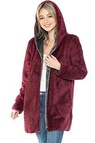 Safus Wearable Blanket Hoodie in Thick Fleece Jacket with Pocket - Burgundy - Large Size | Warm & Cozy for Adults thumbnail 1