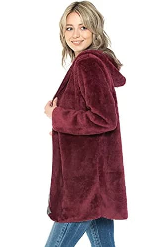 Safus Wearable Blanket Hoodie in Thick Fleece Jacket with Pocket - Burgundy - Large Size | Warm & Cozy for Adults thumbnail 4