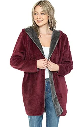 Safus Wearable Blanket Hoodie in Thick Fleece Jacket with Pocket - Burgundy - Large Size | Warm & Cozy for Adults thumbnail 5