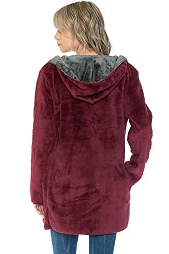 Safus Wearable Blanket Hoodie in Thick Fleece Jacket with Pocket - Burgundy - Large Size | Warm & Cozy for Adults thumbnail 2