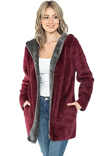 Safus Wearable Blanket Hoodie in Thick Fleece Jacket with Pocket - Burgundy - Large Size | Warm & Cozy for Adults thumbnail 3
