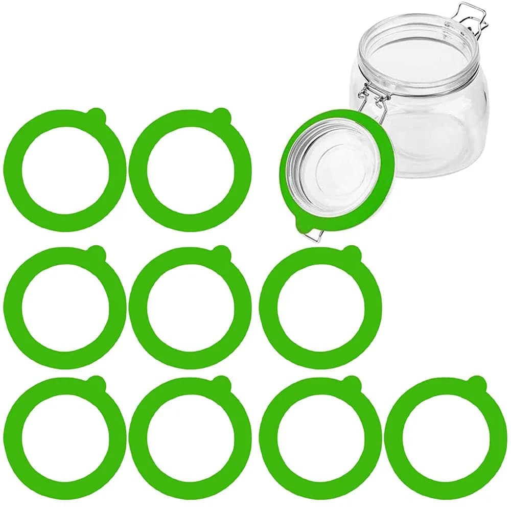 Gemhill Silicone Replacement Gasket 97mm | Leak-Proof Mason Jar Seal (97 mm, 10pcs) — Green, 10pcs