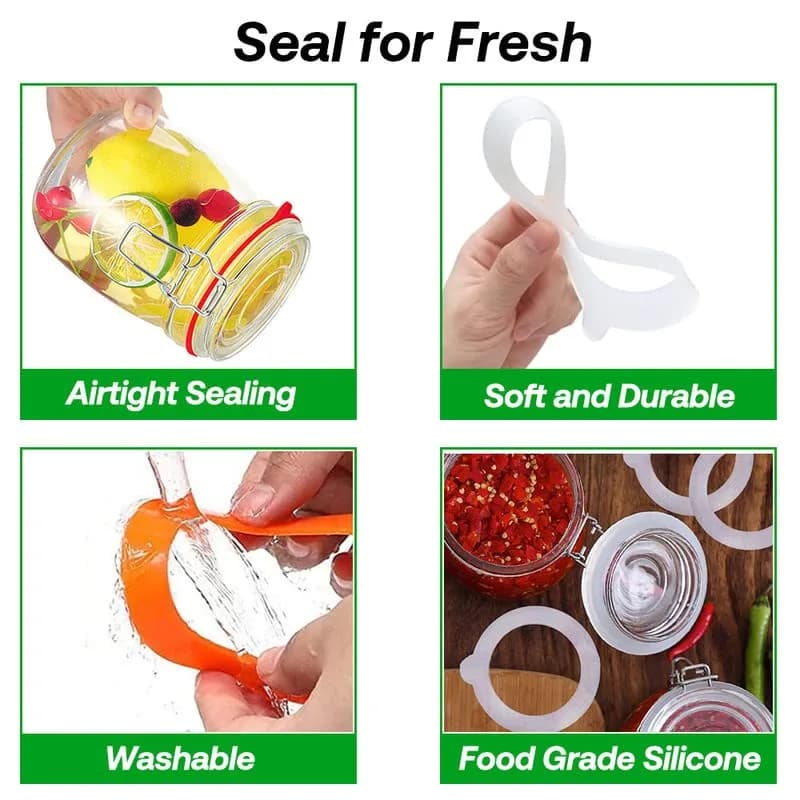Gemhill Silicone Replacement Gasket 97mm | Leak-Proof Mason Jar Seal (97 mm, 10pcs) thumbnail 5
