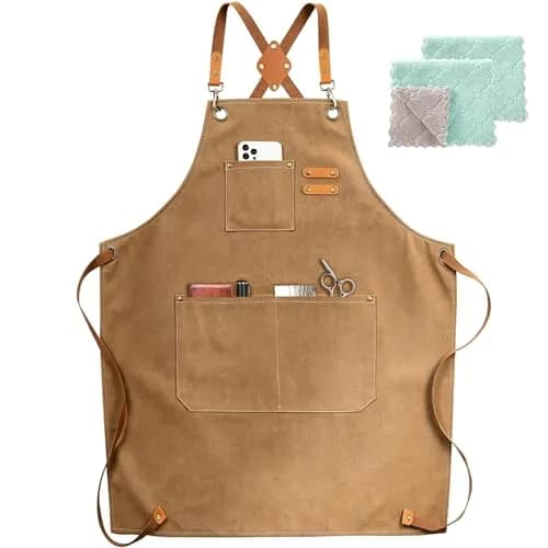 ZOMAO Cotton Canvas Cross Back Apron 1 Size | Durable & Adjustable for Kitchen & Work (70-120 chars) thumbnail 1