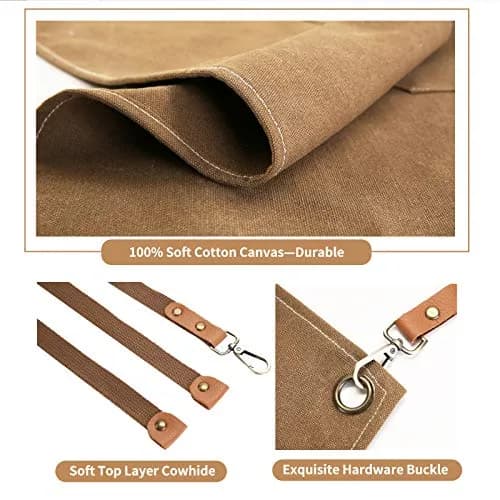 ZOMAO Cotton Canvas Cross Back Apron 1 Size | Durable & Adjustable for Kitchen & Work (70-120 chars) thumbnail 4