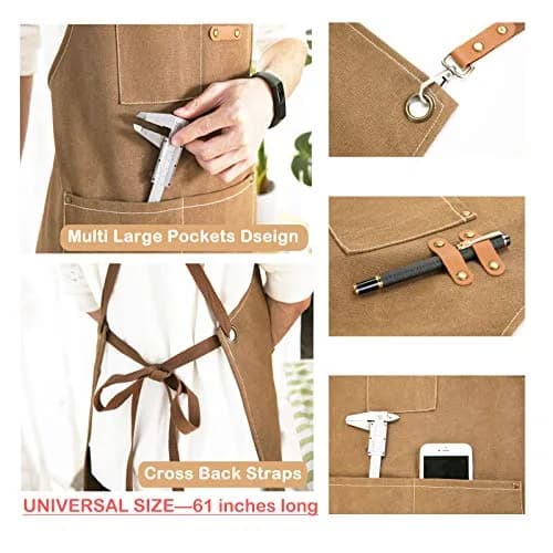 ZOMAO Cotton Canvas Cross Back Apron 1 Size | Durable & Adjustable for Kitchen & Work (70-120 chars) thumbnail 5