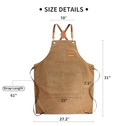 ZOMAO Cotton Canvas Cross Back Apron 1 Size | Durable & Adjustable for Kitchen & Work (70-120 chars) thumbnail 6